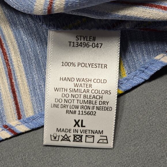 Lush Blue Tank Top Preppy Stripe Tie Waist Spaghetti Straps Womens Size XL Shirt - Picture 6 of 6